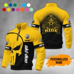 Personalized Name Ski Snowmobile Waffle Sweatshirts DA827